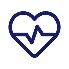 Icon showing a heart with a medial heartbeat line through it