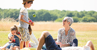 Family out together having a picnic